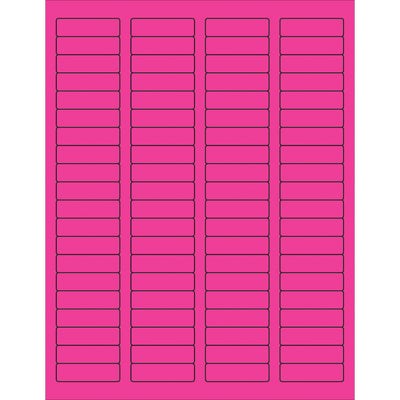 High-visibility fluorescent pink rectangle laser labels engineered for shipping coordinators and logistics professionals who need compliance-ready labeling at scale. These 1.75" x 0.5" permanent acrylic labels work with both laser and inkjet printers, stick reliably to corrugated, plastic, metal, and glass surfaces, and come 8,000 per case for maximum value.
