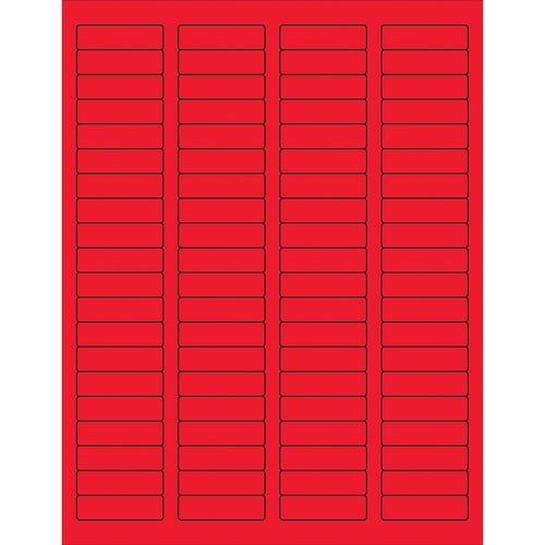 High-visibility fluorescent red rectangle laser labels sized 1.75