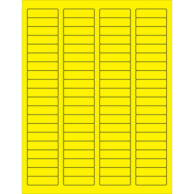 High-visibility fluorescent yellow laser labels in 1.75" x 0.5" format with permanent acrylic adhesive for maximum compliance and tracking clarity. Compatible with laser and inkjet printers, these rectangle labels adhere reliably to paper, corrugated, plastic, and metal surfaces. Bulk case of 8000 labels reduces per-unit cost for high-volume shipping operations.
