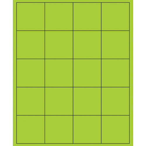 2x2 Fluorescent Green Permanent Laser Labels 2000/Case LL172GN - alias listing