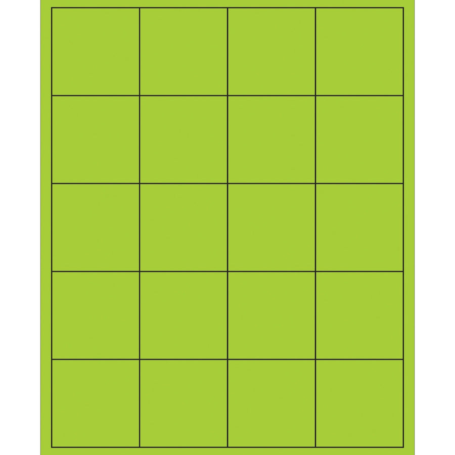 2x2 Fluorescent Green Permanent Laser Labels 2000/Case LL172GN - alias listing