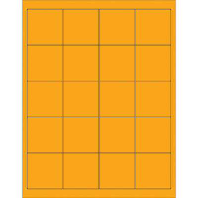 High-visibility fluorescent orange rectangle laser labels sized 2x2" with permanent acrylic adhesive for reliable label staying power on any surface. Compatible with laser and inkjet printers‚ideal for creating custom shipping, product, and mailing labels in-house. Case of 2000 labels with Microsoft Word template included for quick formatting.