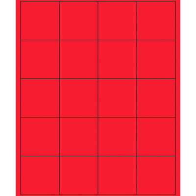 2x2 Fluorescent Red Permanent Acrylic Laser Labels 2000/Case LL172RD - alias listing
