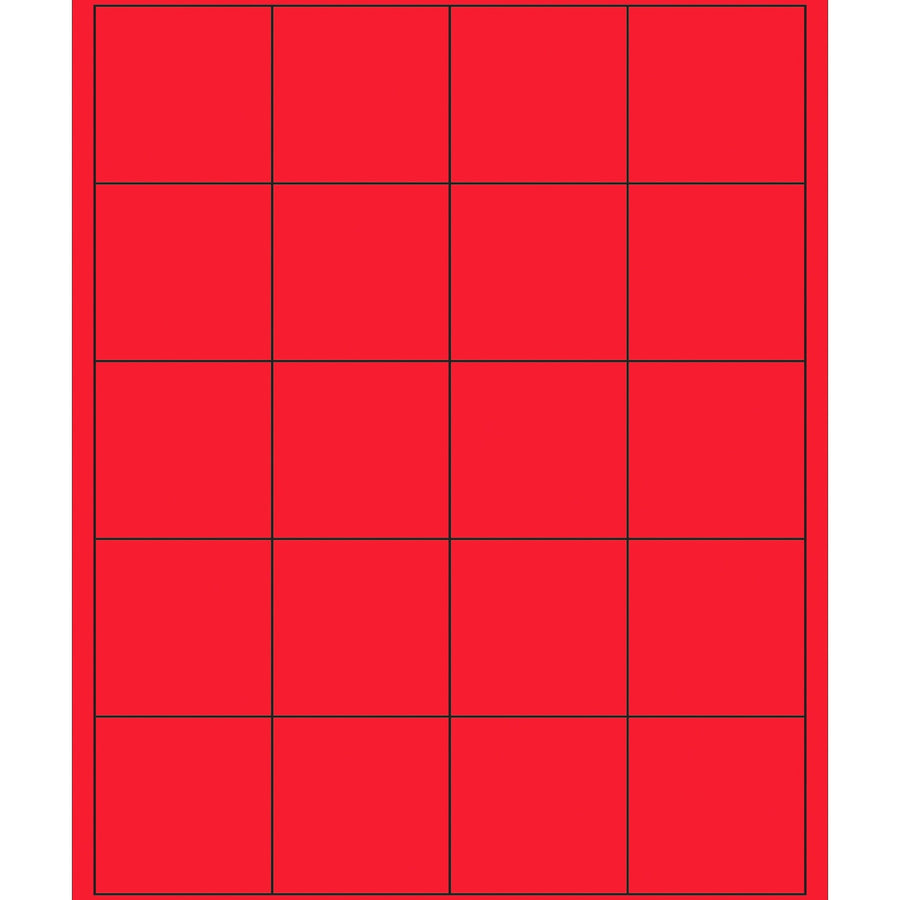 2x2 Fluorescent Red Permanent Acrylic Laser Labels 2000/Case LL172RD - alias listing