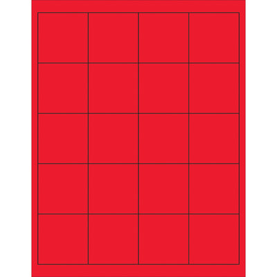 High-visibility 2x2" fluorescent red rectangle laser labels designed for shipping coordinators and logistics professionals who need maximum product visibility. Permanent acrylic adhesive bonds securely to paper, corrugated, plastic, metal, and glass. Case of 2000 labels with ready-to-use Microsoft Word template for immediate deployment.