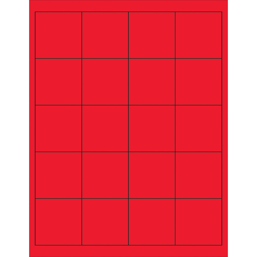 High-visibility 2x2" fluorescent red rectangle laser labels designed for shipping coordinators and logistics professionals who need maximum product visibility. Permanent acrylic adhesive bonds securely to paper, corrugated, plastic, metal, and glass. Case of 2000 labels with ready-to-use Microsoft Word template for immediate deployment.