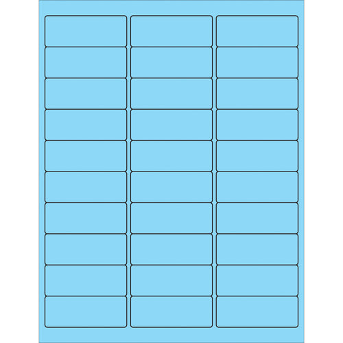 Fluorescent pastel blue rectangle laser labels deliver high-visibility marking for shipping, inventory, and compliance tracking. Pre-cut 2 5/8
