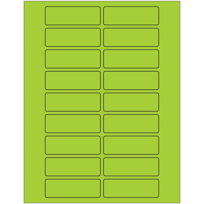 Bright fluorescent green rectangle laser labels (3" x 1") with permanent acrylic adhesive for maximum visibility on shipments and packages. Compatible with laser and inkjet printers. Case of 2,000 labels adheres to paper, corrugated, plastic, metal, and glass surfaces‚ideal for compliance labeling, product identification, and international shipping documentation.