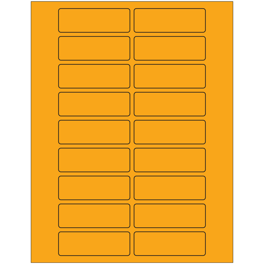 Professional-grade fluorescent orange rectangle laser labels designed for maximum visibility and compliance tracking. These 3" x 1" permanent acrylic labels print cleanly on both laser and inkjet printers, sticking reliably to paper, corrugated, plastic, metal, and glass surfaces. Order by the case (2000 labels) for consistent inventory management.