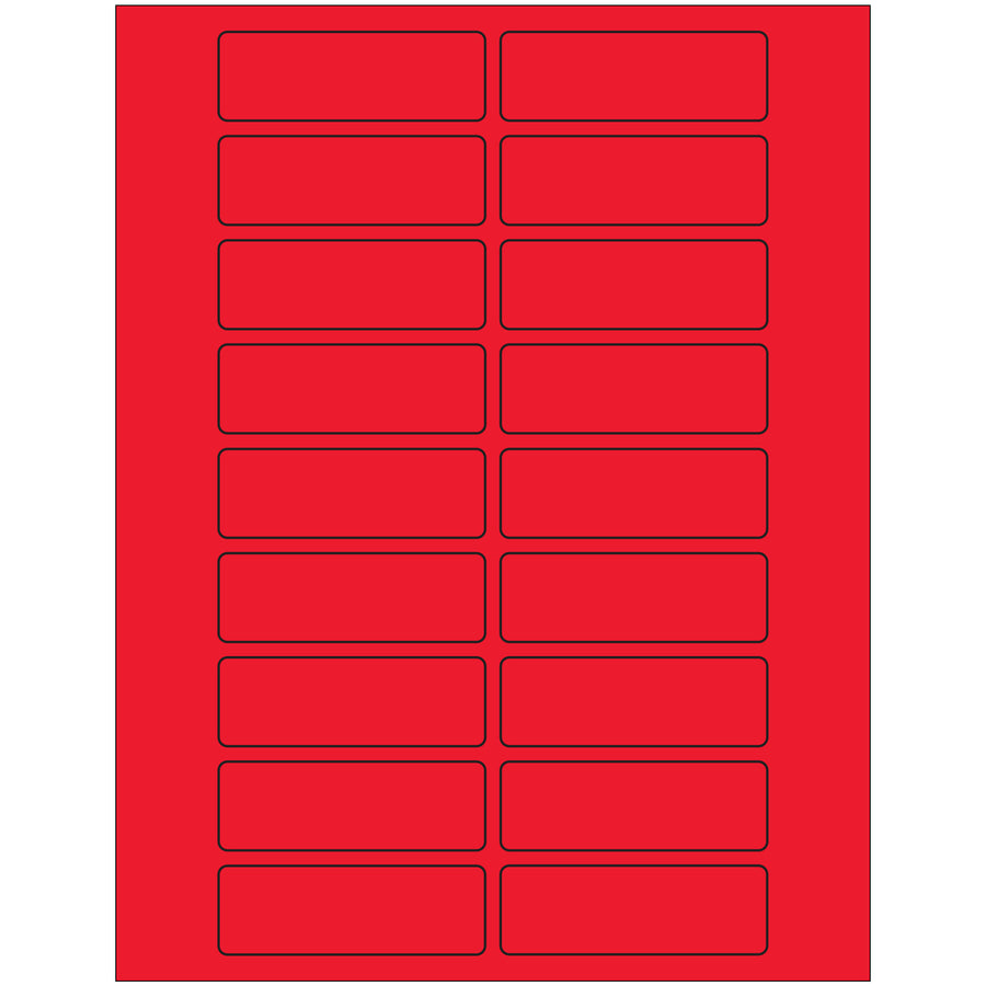 High-visibility 3x1" fluorescent red rectangle laser labels with permanent acrylic adhesive–ideal for shipping coordinators managing urgent or hazmat compliance labeling. Case of 2000 labels compatible with laser and inkjet printers; adheres to paper, corrugated, plastic, metal, and glass surfaces.