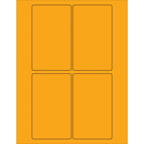 High-visibility fluorescent orange rectangle laser labels built for shipping, compliance marking, and product identification. 3