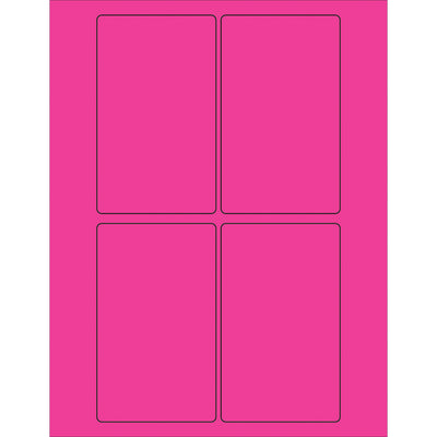 High-visibility fluorescent pink rectangle laser labels designed for shipping coordinators and logistics professionals who need maximum visibility and compliance. 3" x 5" labels with permanent acrylic adhesive work on corrugated, plastic, metal, and paper surfaces. Case of 400 labels compatible with laser and inkjet printers.