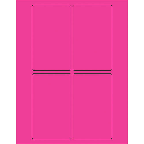 High-visibility fluorescent pink rectangle laser labels designed for shipping coordinators and logistics professionals who need maximum visibility and compliance. 3