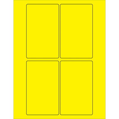 High-visibility 3" x 5" fluorescent yellow rectangle laser labels engineered for shipping coordinators and logistics professionals. Permanent acrylic adhesive bonds instantly to corrugated, plastic, metal, glass, and paper surfaces. Case of 400 labels works with both laser and inkjet printers.