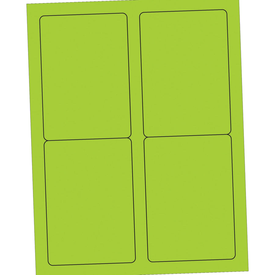 3.5x5 Fluorescent Green Permanent Acrylic Laser Labels 400/Case LL176GN - alias listing