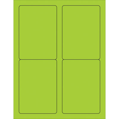 High-visibility fluorescent green rectangle laser labels designed for shipping coordinators who need compliant, attention-grabbing identification. These 3.5" x 5" permanent acrylic labels work with both laser and inkjet printers, adhering reliably to corrugated, plastic, metal, and more‚400 labels per case for consistent inventory management.