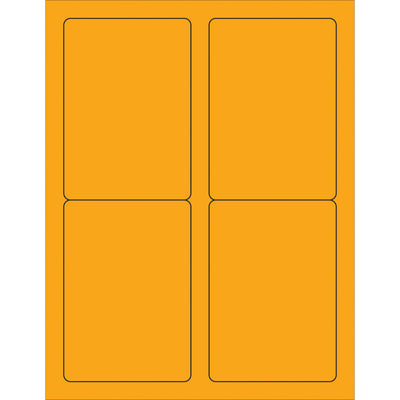 High-visibility fluorescent orange rectangle laser labels designed for shipping coordinators who need maximum compliance and tracking clarity. These 3.5" x 5" printable labels feature permanent acrylic adhesive and work with both laser and inkjet printers on corrugated, plastic, metal, and paper surfaces. Order a full case of 400 labels with easy Microsoft Word formatting templates included.