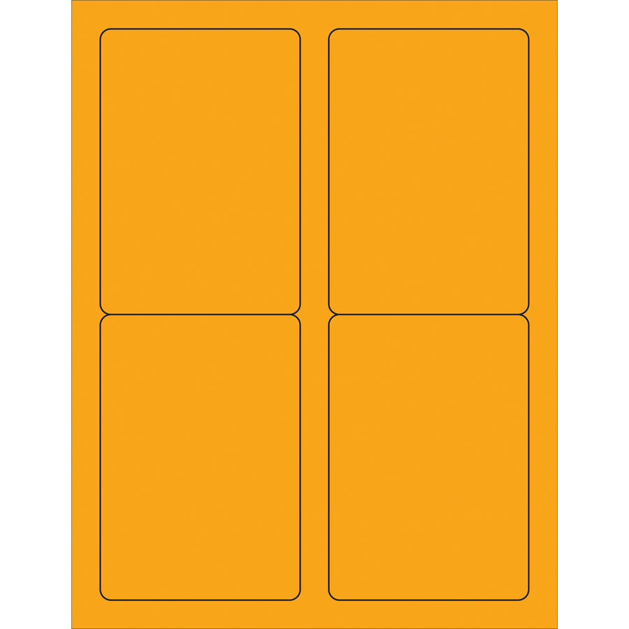 High-visibility fluorescent orange rectangle laser labels designed for shipping coordinators who need maximum compliance and tracking clarity. These 3.5" x 5" printable labels feature permanent acrylic adhesive and work with both laser and inkjet printers on corrugated, plastic, metal, and paper surfaces. Order a full case of 400 labels with easy Microsoft Word formatting templates included.