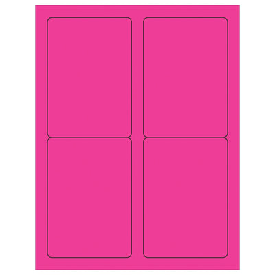 3.5x5 Fluorescent Pink Permanent Laser Labels 400/Case LL176PK - alias listing