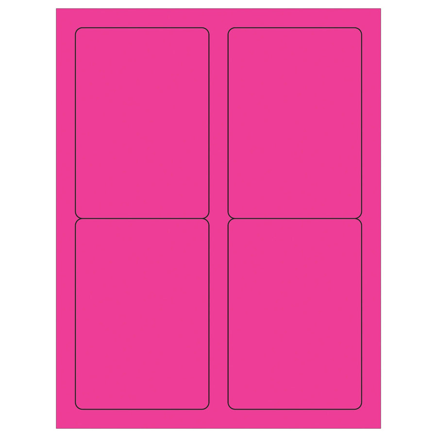 3.5x5 Fluorescent Pink Permanent Laser Labels 400/Case LL176PK - alias listing
