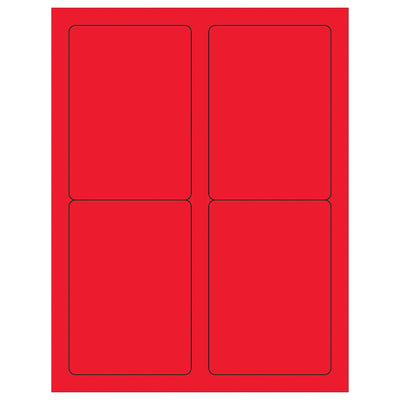3.5x5 Fluorescent Red Permanent Laser Labels 400/Case LL176RD - alias listing