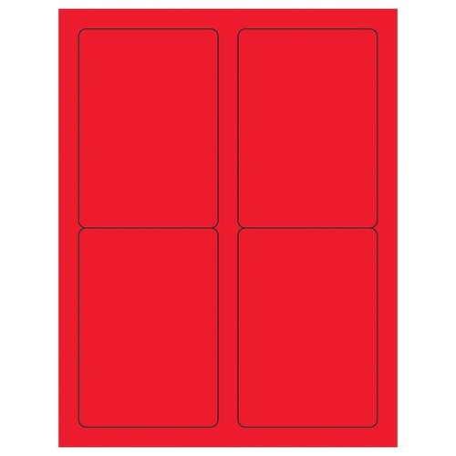 3.5x5 Fluorescent Red Permanent Laser Labels 400/Case LL176RD - alias listing