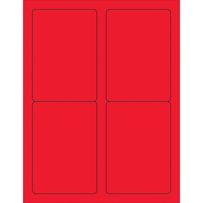 High-visibility fluorescent red rectangle laser labels engineered for shipping coordinators and logistics professionals who need instant label recognition on packages and shipments. Permanent acrylic adhesive bonds to corrugated, plastic, metal, glass, and paper surfaces. 400 labels per case with ready-to-use Microsoft Word template.