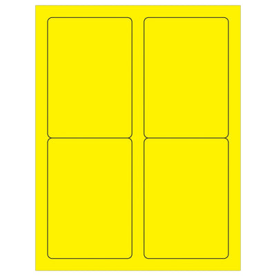 3.5x5 Fluorescent Yellow Permanent Acrylic Laser Labels 400/Case LL176YE - alias listing