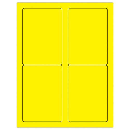 3.5x5 Fluorescent Yellow Permanent Acrylic Laser Labels 400/Case LL176YE - alias listing