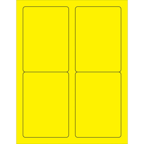 High-visibility fluorescent yellow rectangle laser labels sized 3.5