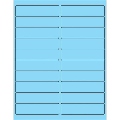 High-visibility 4x1" fluorescent pastel blue rectangle laser labels with permanent acrylic adhesive. Print-ready for laser and inkjet printers. 2000 labels per case‚ideal for compliance labeling, product identification, and shipping applications requiring maximum visibility and durability across paper, corrugated, plastic, and metal surfaces.