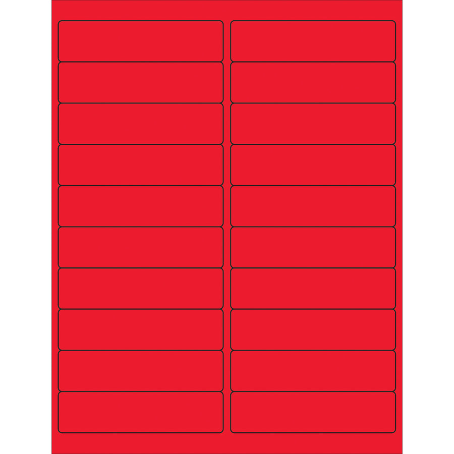 High-visibility 4x1" fluorescent red laser labels with permanent acrylic adhesive–the compliance-ready choice for shipping coordinators. Compatible with laser and inkjet printers. 2000 labels per case stick reliably to corrugated, plastic, metal, and paper surfaces.