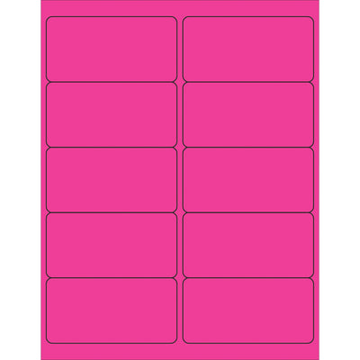 High-visibility fluorescent pink rectangle laser labels designed for shipping coordinators and logistics professionals who need compliant, scannable identification. 4" x 2" permanent acrylic labels print on laser and inkjet‚stick securely to corrugated, plastic, metal, and more. One case = 1,000 labels.