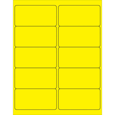 High-visibility 4x2" fluorescent yellow rectangle laser labels designed for shipping coordinators who need compliant, scannable identification. Permanent acrylic adhesive bonds instantly to corrugated, plastic, metal, and glass. Ships 1,000 labels per case with Microsoft Word template for immediate deployment.