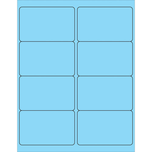 High-visibility fluorescent pastel blue laser labels sized 4