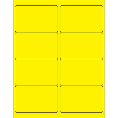 Professional-grade 4" x 2.5" fluorescent yellow rectangle laser labels designed for maximum visibility on shipments and packages. Permanent acrylic adhesive bonds securely to paper, corrugated, plastic, metal, and glass surfaces. Case of 800 labels‚ideal for shipping coordinators and logistics teams managing high-volume labeling operations.