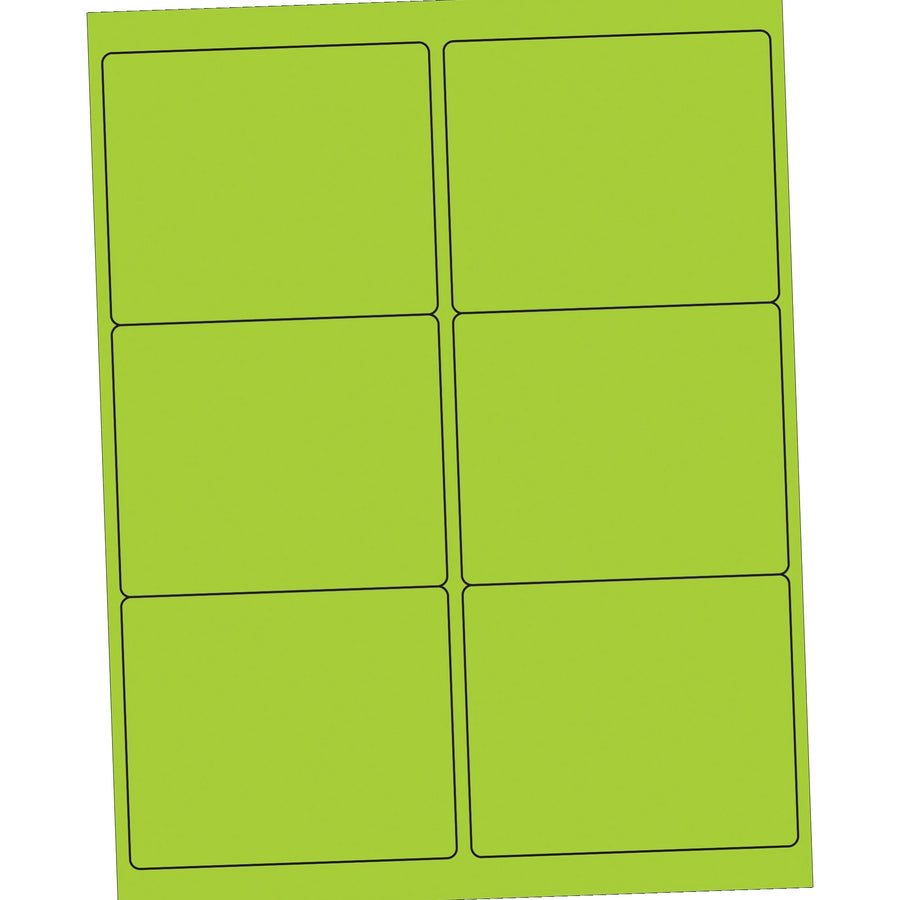 4 x 3 1/3 in Fluorescent Green Permanent Acrylic Laser Labels 600/Case LL180GN - alias listing