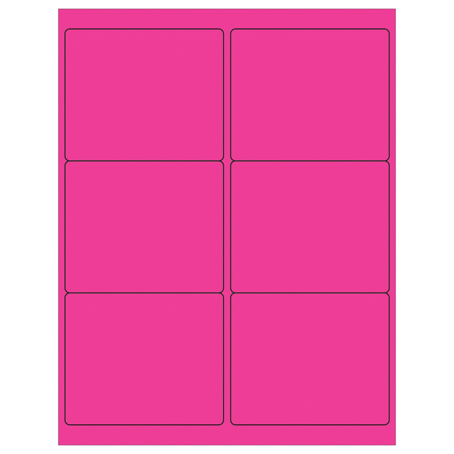 4 x 3 1/3 in Fluorescent Pink Permanent Laser Labels 600/Case LL180PK - alias listing