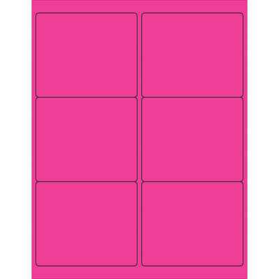 High-visibility fluorescent pink rectangle laser labels ideal for shipping, inventory, and compliance labeling. 4" x 3 1/3" permanent acrylic adhesive, 600 labels per case. Compatible with laser and inkjet printers‚works on paper, corrugated, plastic, metal, and glass surfaces.