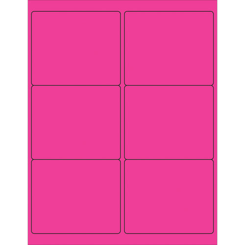 High-visibility fluorescent pink rectangle laser labels ideal for shipping, inventory, and compliance labeling. 4