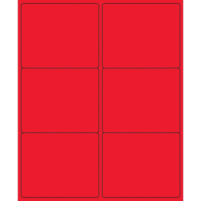 4 x 3 1/3 in Fluorescent Red Permanent Acrylic Laser Labels 600/Case LL180RD - alias listing