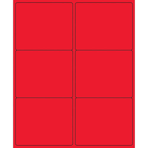 4 x 3 1/3 in Fluorescent Red Permanent Acrylic Laser Labels 600/Case LL180RD - alias listing