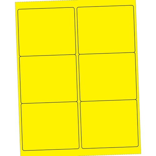 4 x 3 1/3 in Fluorescent Yellow Permanent Acrylic Laser Labels 600/Case LL180YE - alias listing