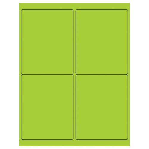 4x5 Fluorescent Green Permanent Laser Labels 400/Case LL181GN - alias listing