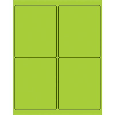 High-visibility fluorescent green rectangle labels designed for shipping coordinators who need OSHA-compliant, attention-grabbing labels. 4" x 5" permanent acrylic adhesive labels print on laser and inkjet printers‚400 labels per case for consistent inventory tracking and compliance marking.
