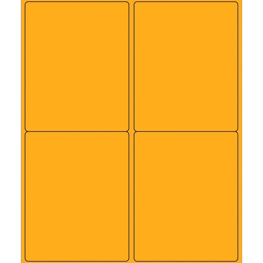 4x5 Fluorescent Orange Permanent Laser Labels 400/Case LL181OR - alias listing