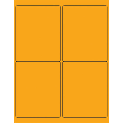 High-visibility fluorescent orange rectangle laser labels sized 4