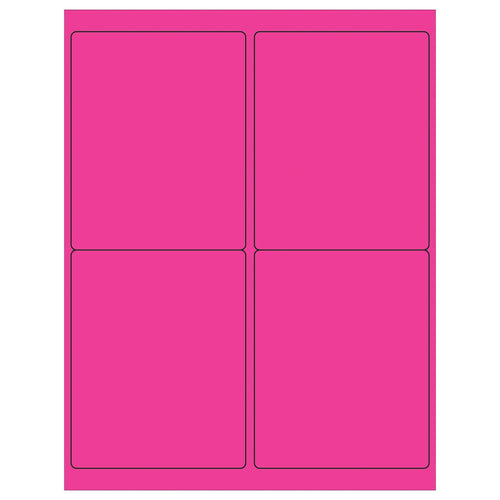4x5 Fluorescent Pink Permanent Laser Labels 400/Case LL181PK - alias listing
