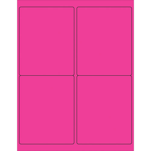 High-visibility fluorescent pink rectangle laser labels sized 4