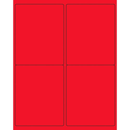 4x5 Fluorescent Red Permanent Laser Labels 400/Case LL181RD - alias listing